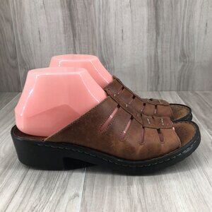 Josef Siebel Mules Womens EU 39 Brown Leather Slip On Open Toe Shoes